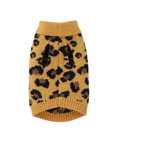 Leopard Pattern Turtleneck Dog Sweater