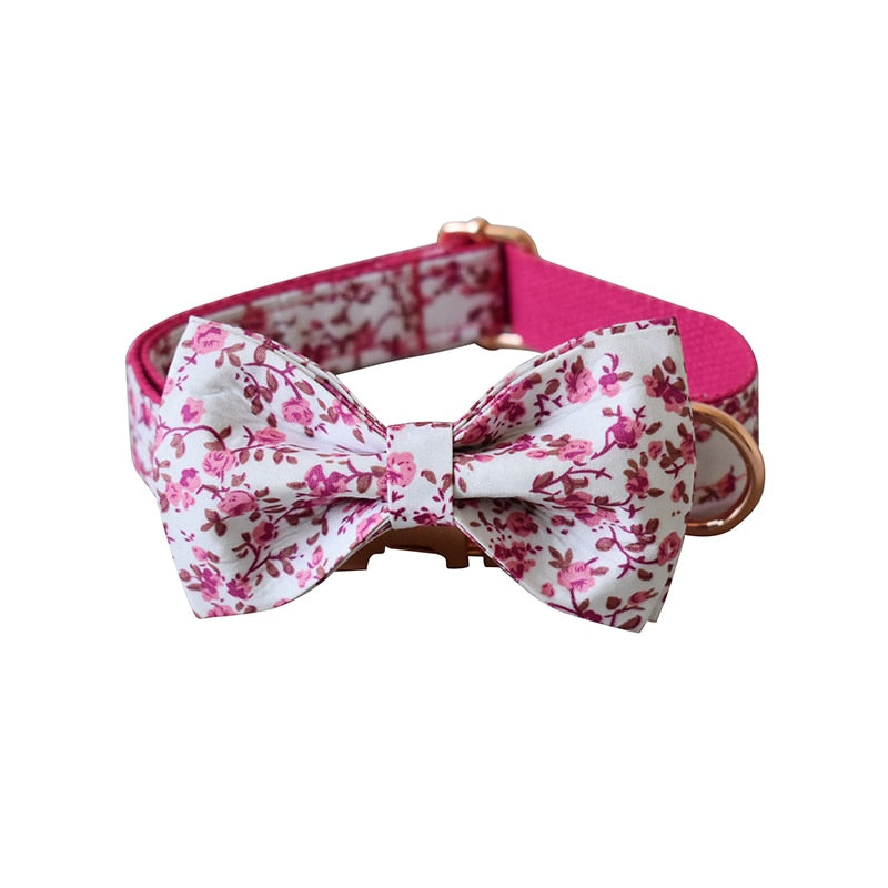 Luxury Pink Flower Dog Collar Set