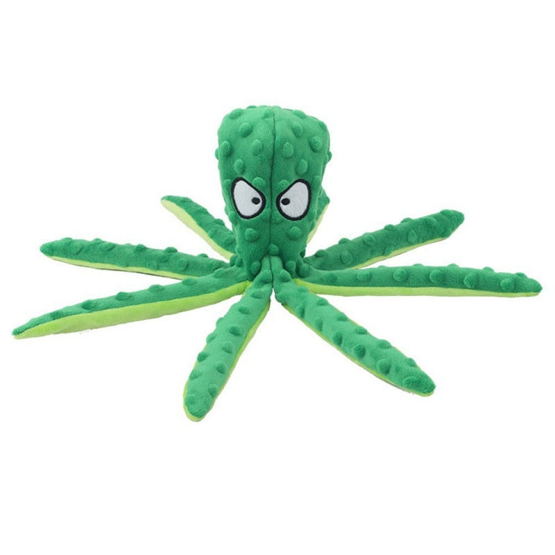 Squeaky Green Octopus Dog Toy