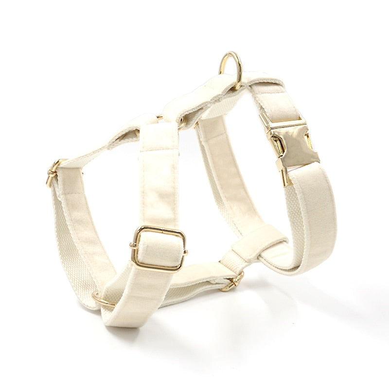 Luxury Cream Velvet Dog Harness