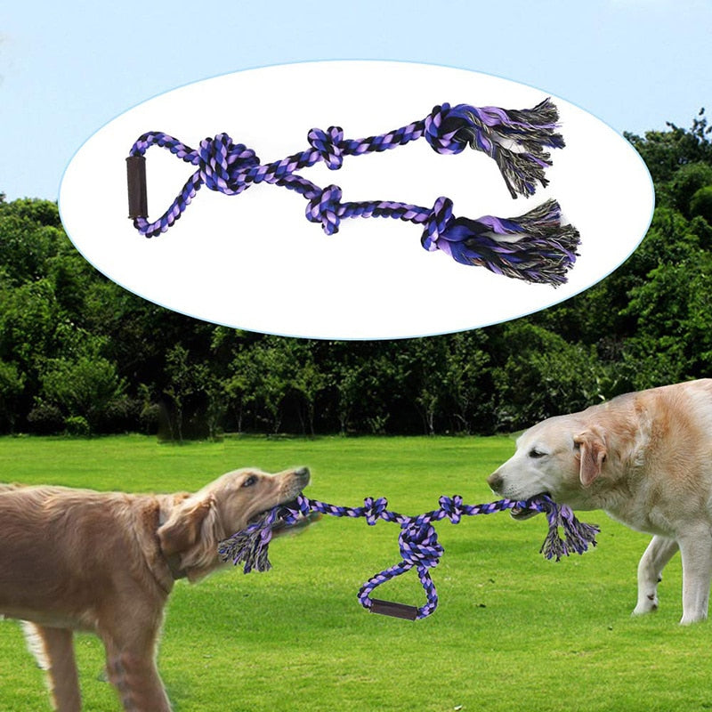 5 Knots Plastic Handle Dog Rope Toy