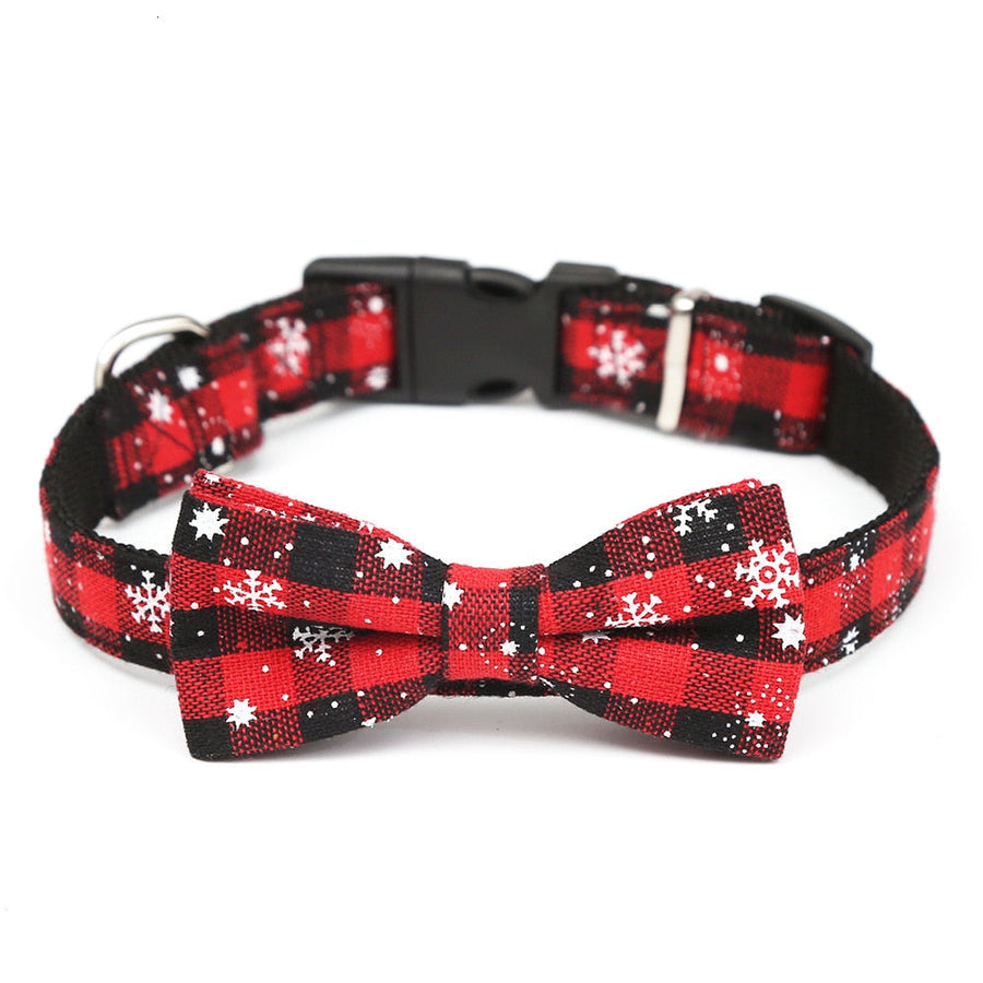 Christmas Snowflake Bow Tie Dog Collar