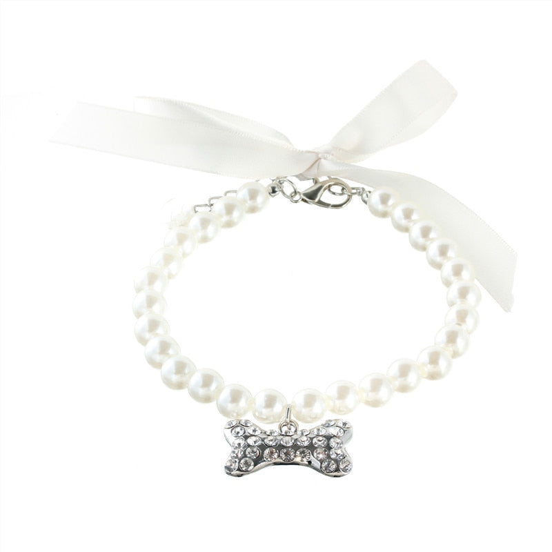 Fashion Dog Pearl Necklace Collar