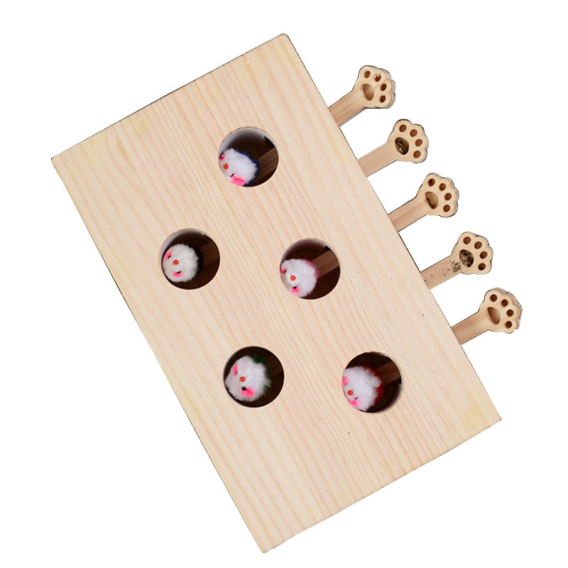 Funny Wooden Cat Hunt Puzzle Toy