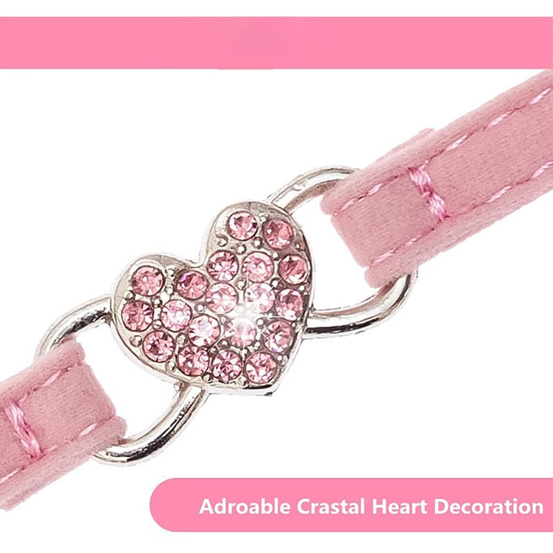 Adjustable Heart Bling Pet Collar