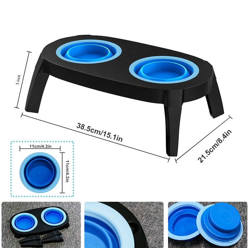 Detachable Elevated Double Dog Bowl