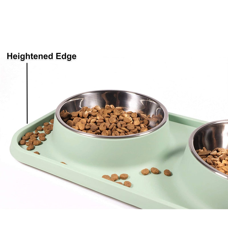 Raised Edge Elegant Double Pet Bowl