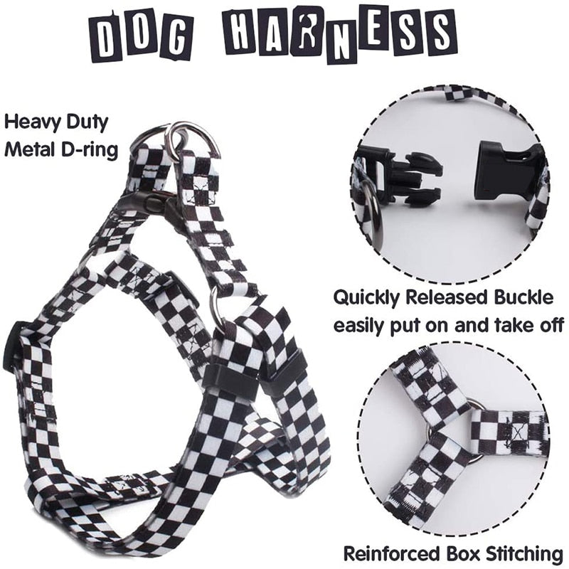 Fashion Plaid Heavy Duty Dog Harness