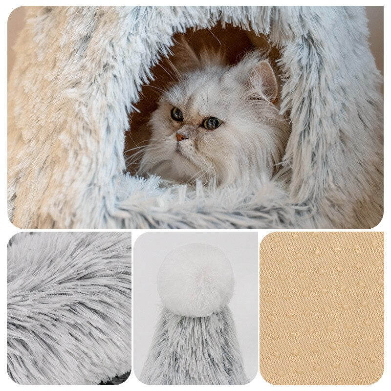 Premium Plush Cone Cat Bed