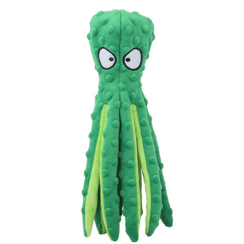 Squeaky Green Octopus Dog Toy