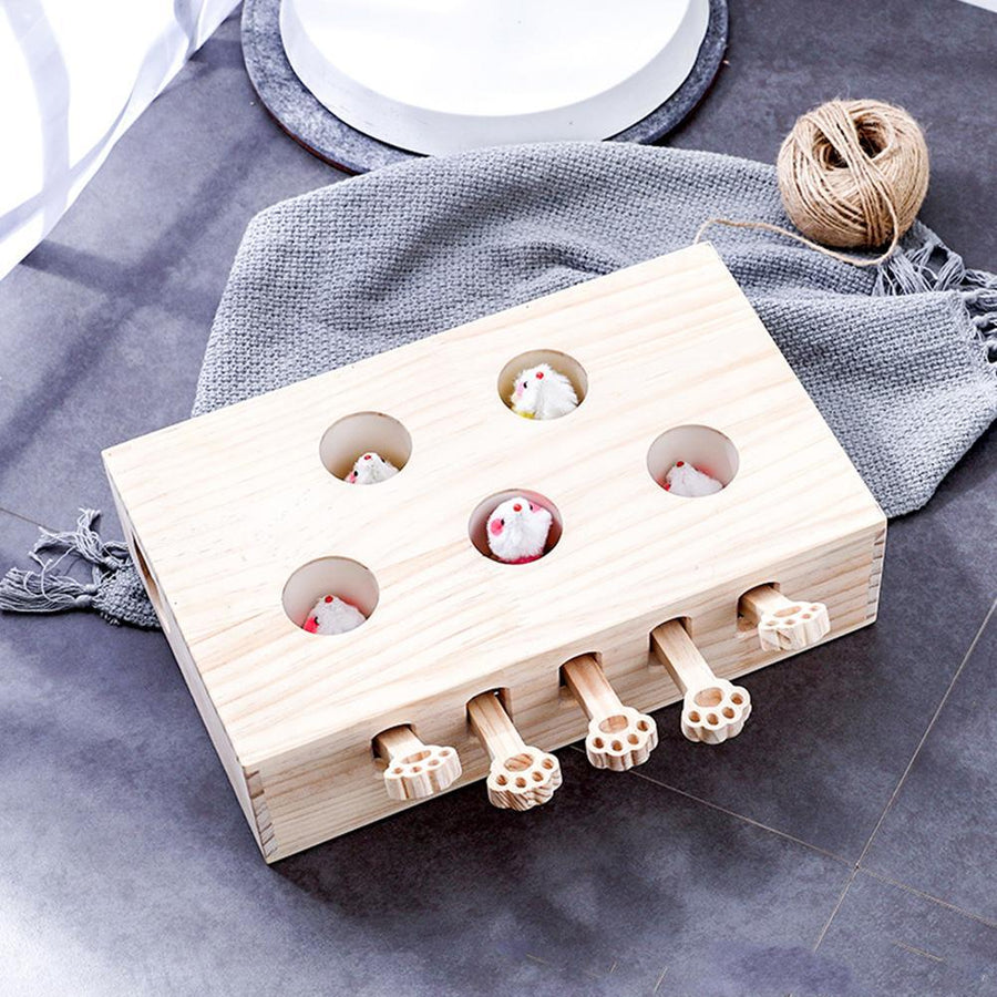 Funny Wooden Cat Hunt Puzzle Toy