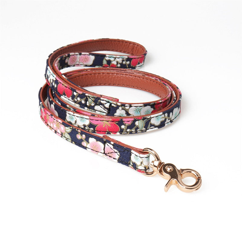 PU leather Floral Bowtie Dog Collar