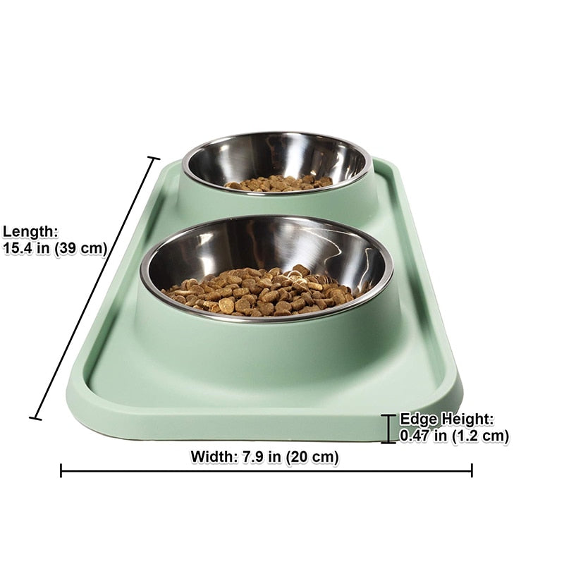 Raised Edge Elegant Double Pet Bowl