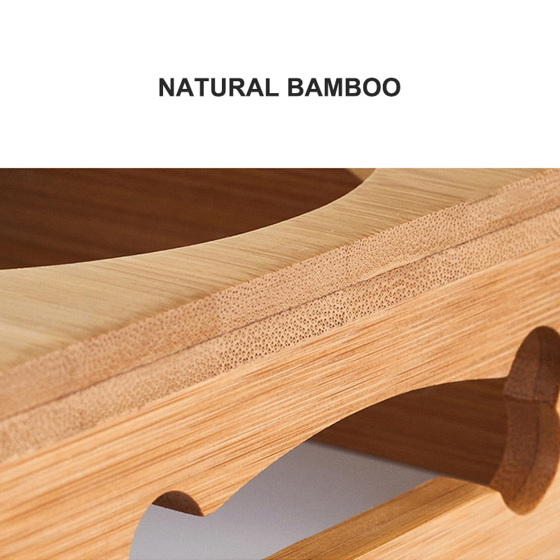 Anti Slip Bamboo Stand Dog Bowl