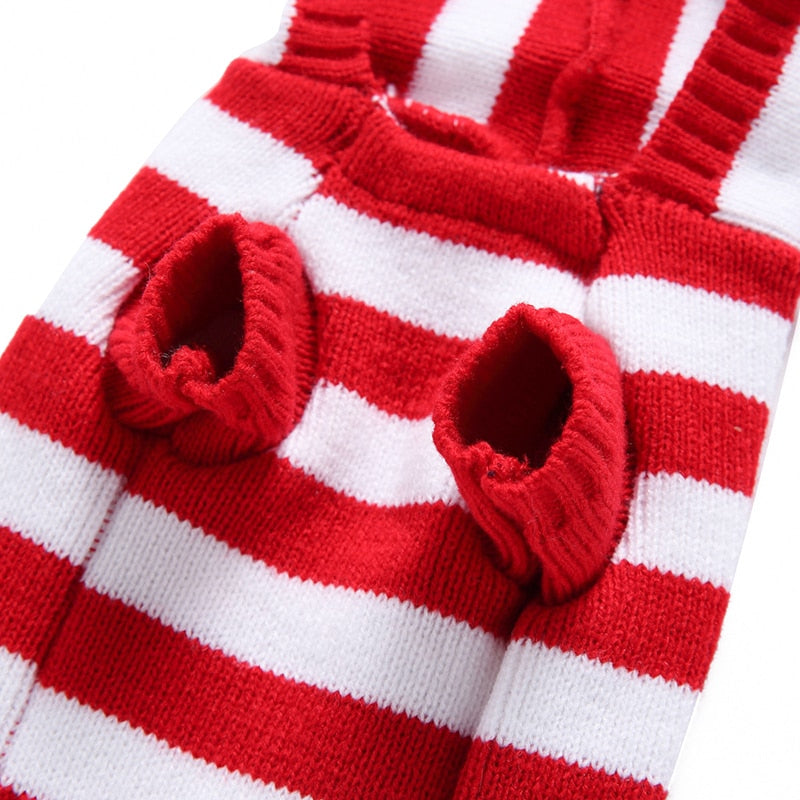 Fashion Cute Red Striped Dog Sweater