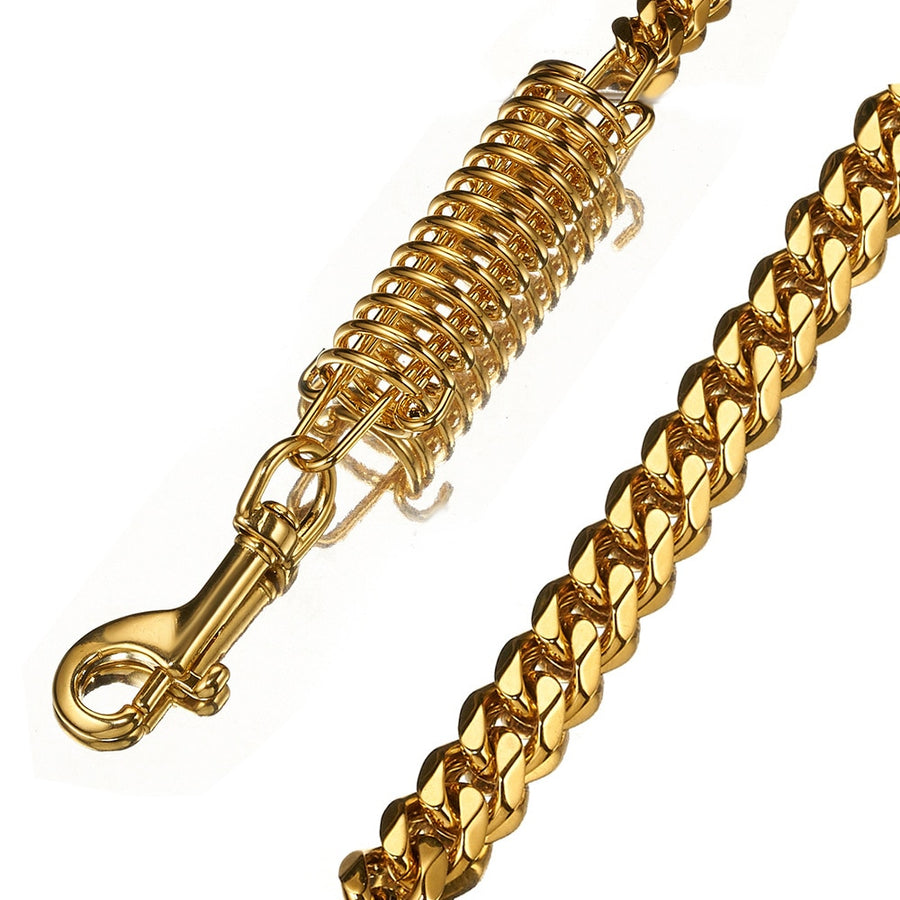 Gold Metal Cuban Stainless Steel Dog Leash