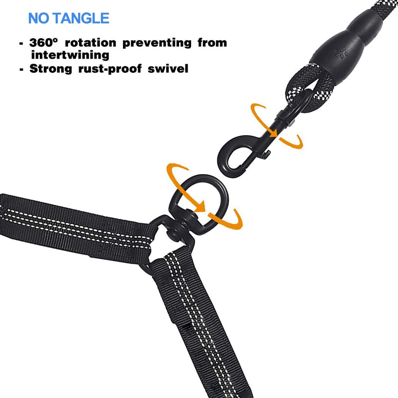 360 Swivel No Tangle Double Dog Leash