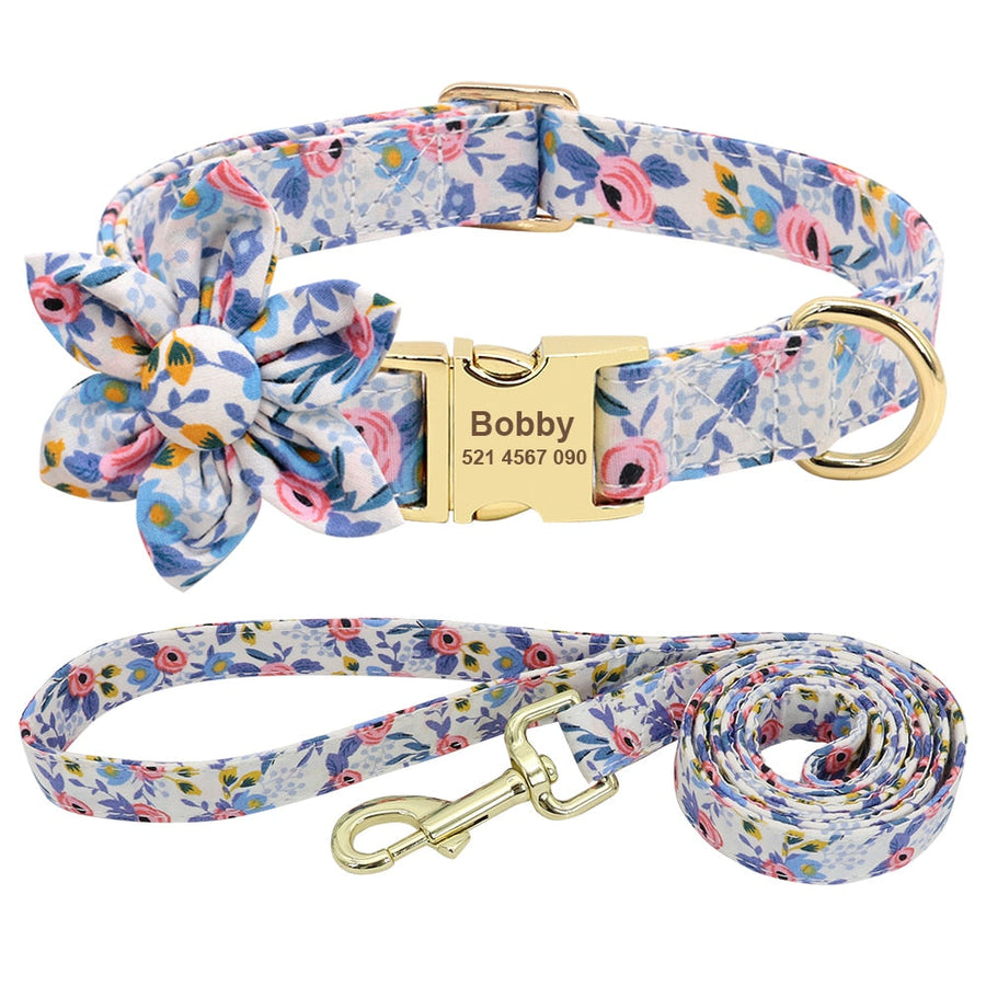 Flower Accessory Dog Collar With Leash