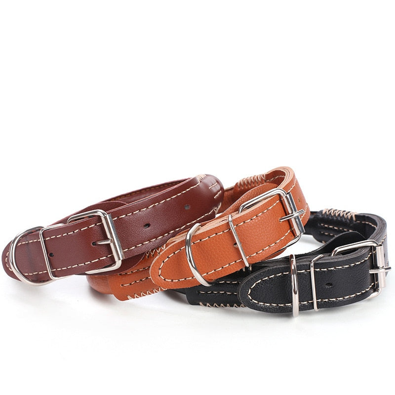 Strong PU Leather Dog Collar Leash Set