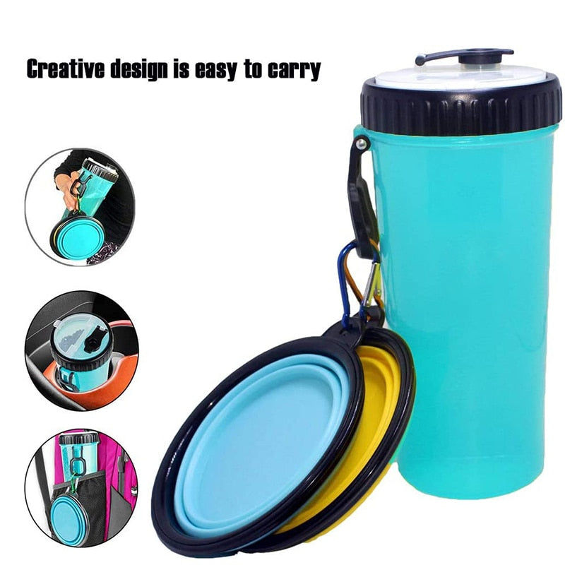 Dog Water Bottle With 2 Collapsible Bowls