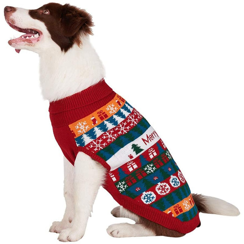 Snowflake Christmas Knitted Dog Sweater