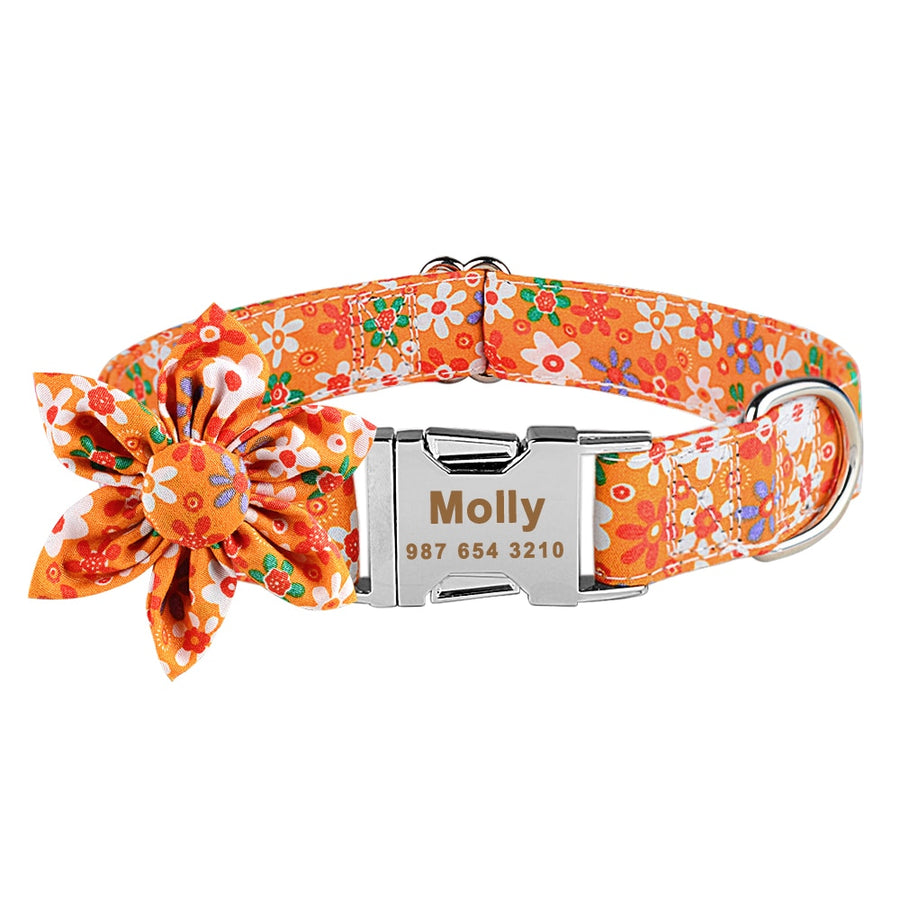 Personalized Dog Collar With Flower