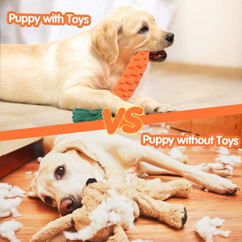 Cotton Fiber Carrot Dog Rope Toy