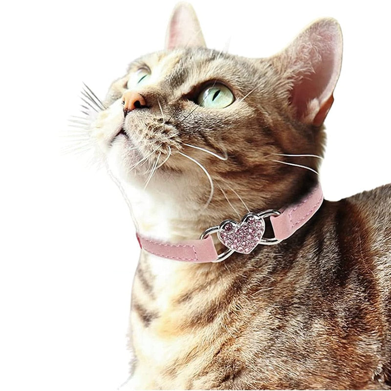 Adjustable Heart Bling Pet Collar