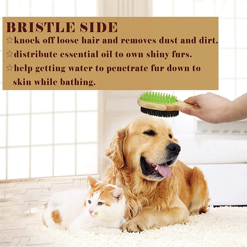 Effective Bamboo Double Sided Dog Brush