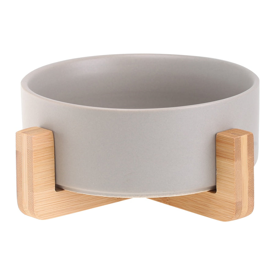 Ceramic Dog Bowl With Wood Stand