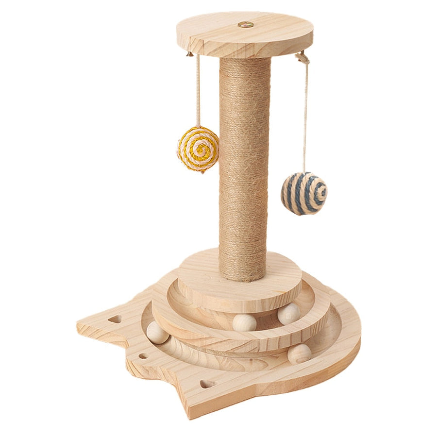 2 Tiers Wooden Cat Scratching Post