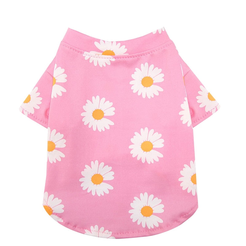 Flower Printed Stretchy Dog Shirt