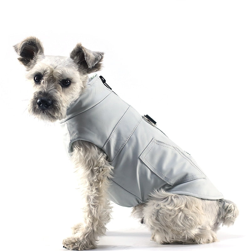 Waterproof Brown Leather Dog Jacket