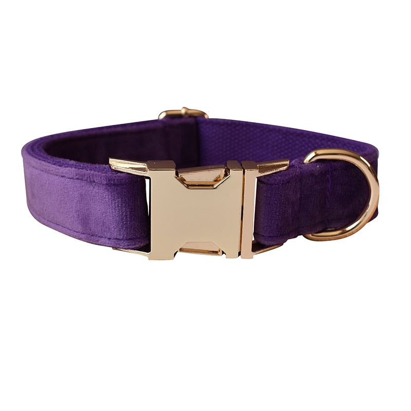 Luxury Purple Flannelette Dog Collar Set