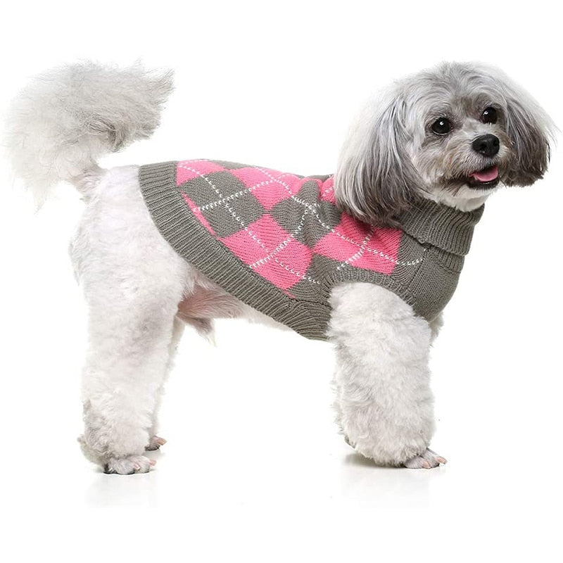 Turtleneck Fashion Plaid Dog Sweater