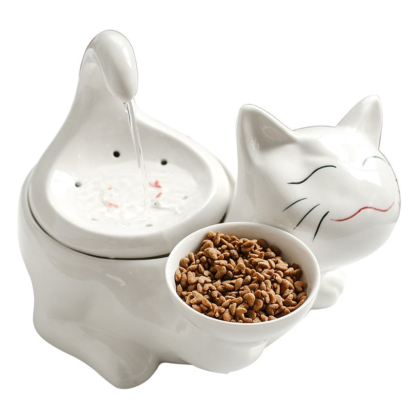 Ceramic Cat Face Water Fountain