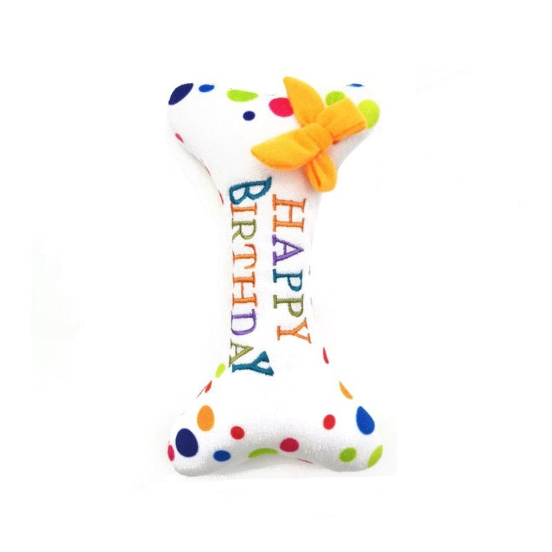 Birthday Squeaky Dog Bone Toy