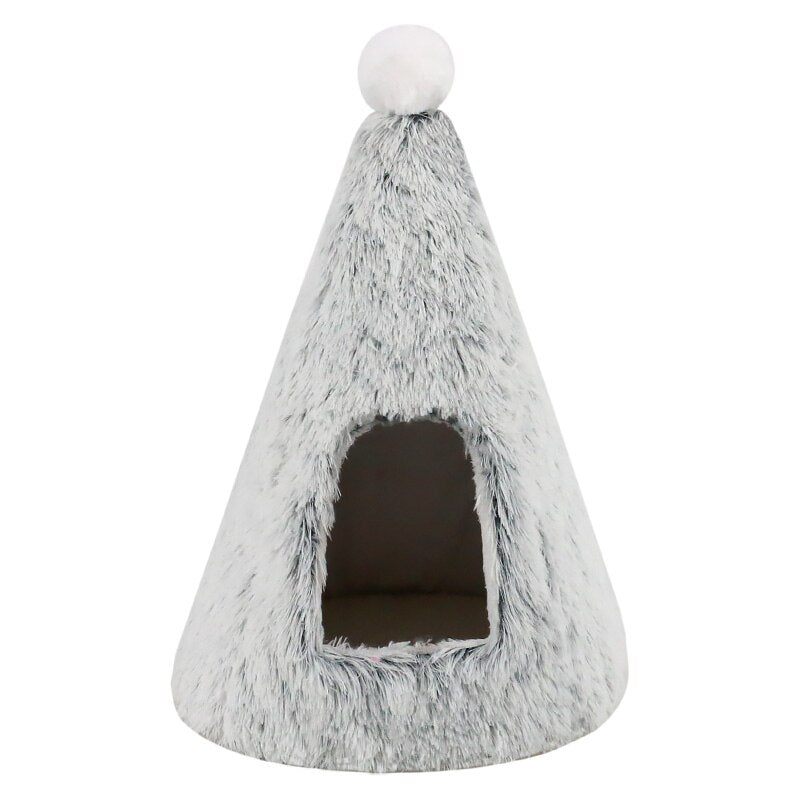 Premium Plush Cone Cat Bed