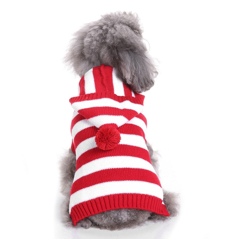 Fashion Cute Red Striped Dog Sweater