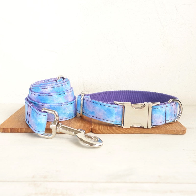 Blue Marble Luxury Dog Collar Set