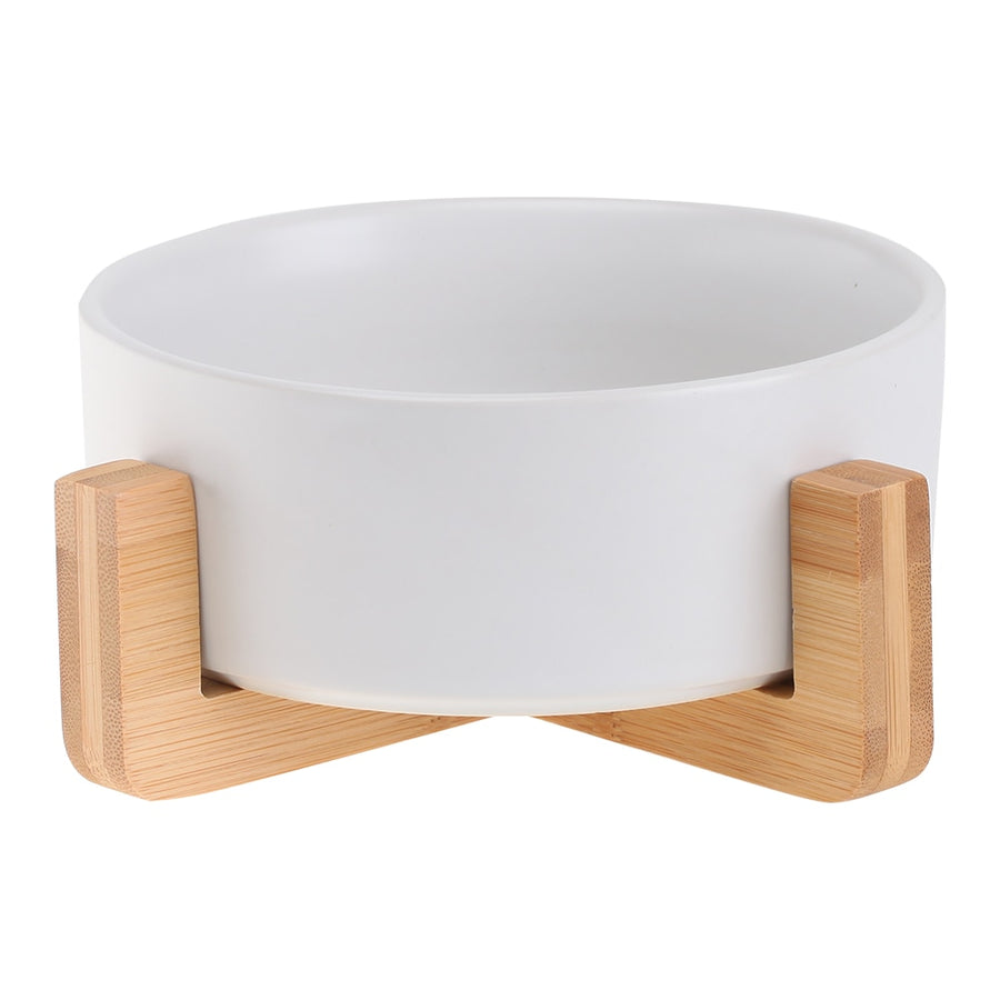 Ceramic Dog Bowl With Wood Stand