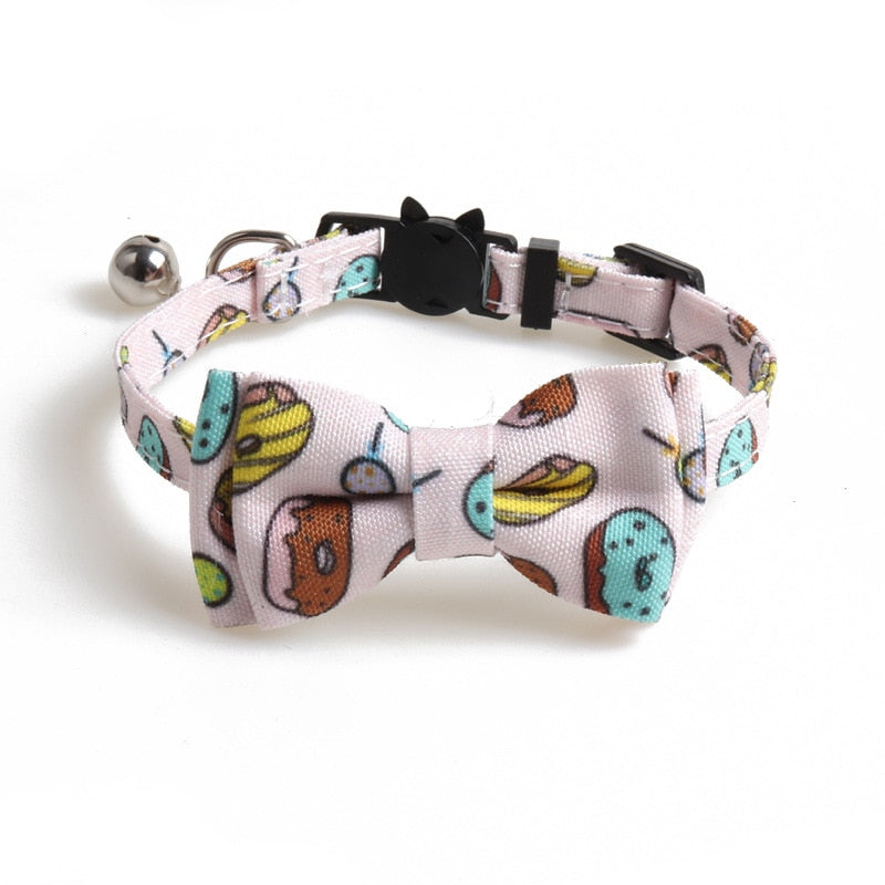 Cute Donut Bowtie Cat Collar