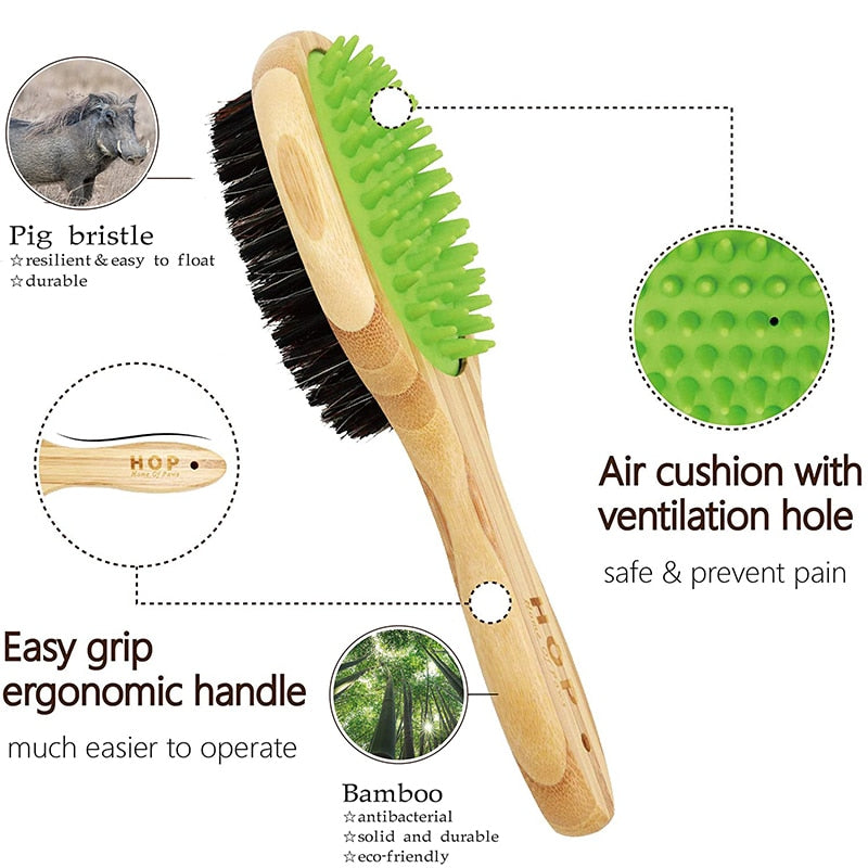 Effective Bamboo Double Sided Dog Brush