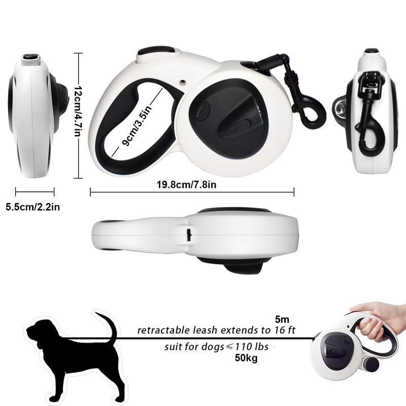 5M LED Poop Bag Dispenser Dog Leash