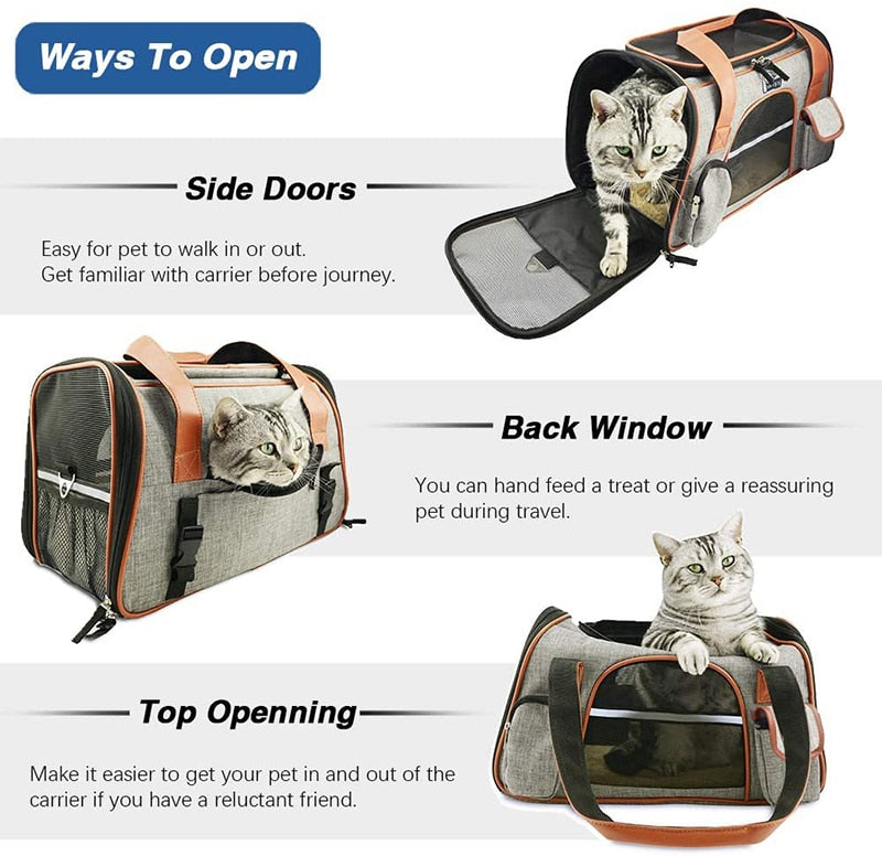 PU Handle Portable Small Dog Carrier