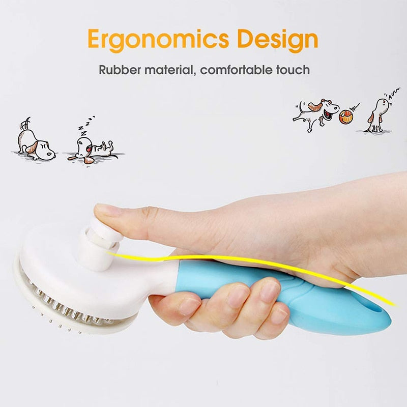 One Button Self Cleaning Dog Brush