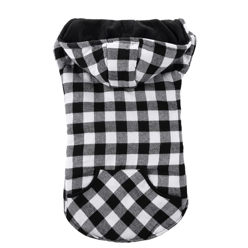 Hooded Warm Classic Plaid Dog Jacket