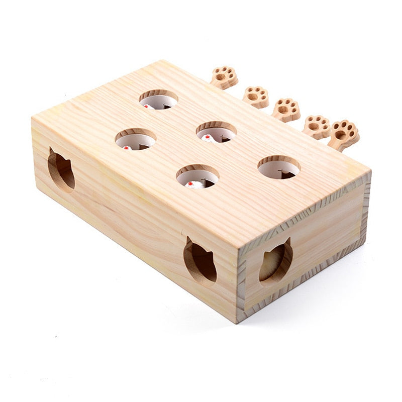 Funny Wooden Cat Hunt Puzzle Toy