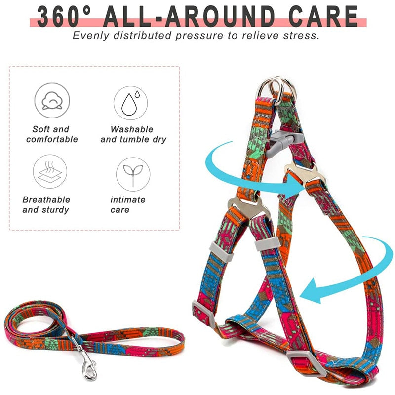 Durable Retro Bohemia Dog Harness