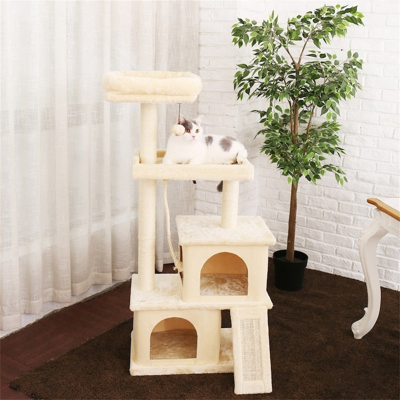 White Cat Scratcher Tower Furniture